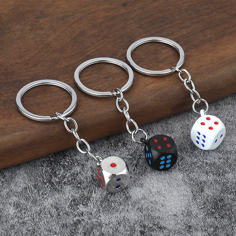 Colorful Alloy Dice Keychain Metal Car Key Ring Gift