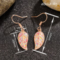 Rose Gold Leaf Resin Glitter Hook Dangle Earrings Pair view 4