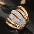 Two Tone Gold Silver Multi Layer Full Pave Wide Band Ring view 3