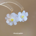 White Sequin Flower Huggie Earrings Fashion Jewelry view 2