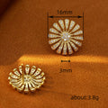 Gold Tone Pavé Sunburst Flower Stud Earrings With Round Centers view 4
