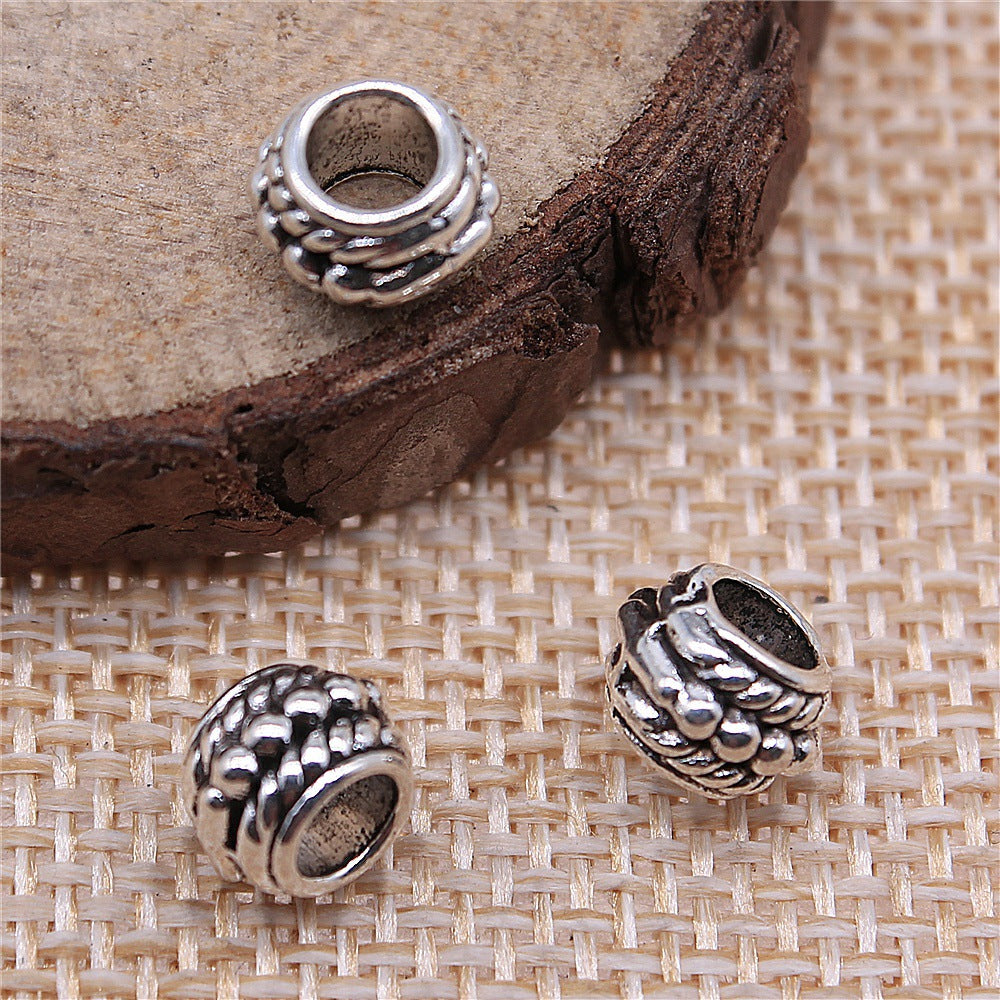 8x8x5mm 0.8g Multicolor Zinc Alloy Round Large Hole Spacer Beads for Bracelet Necklace DIY Jewelry Making