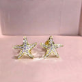 Rose Gold Silver Yellow Starfish Clear CZ Stud Earrings view 6