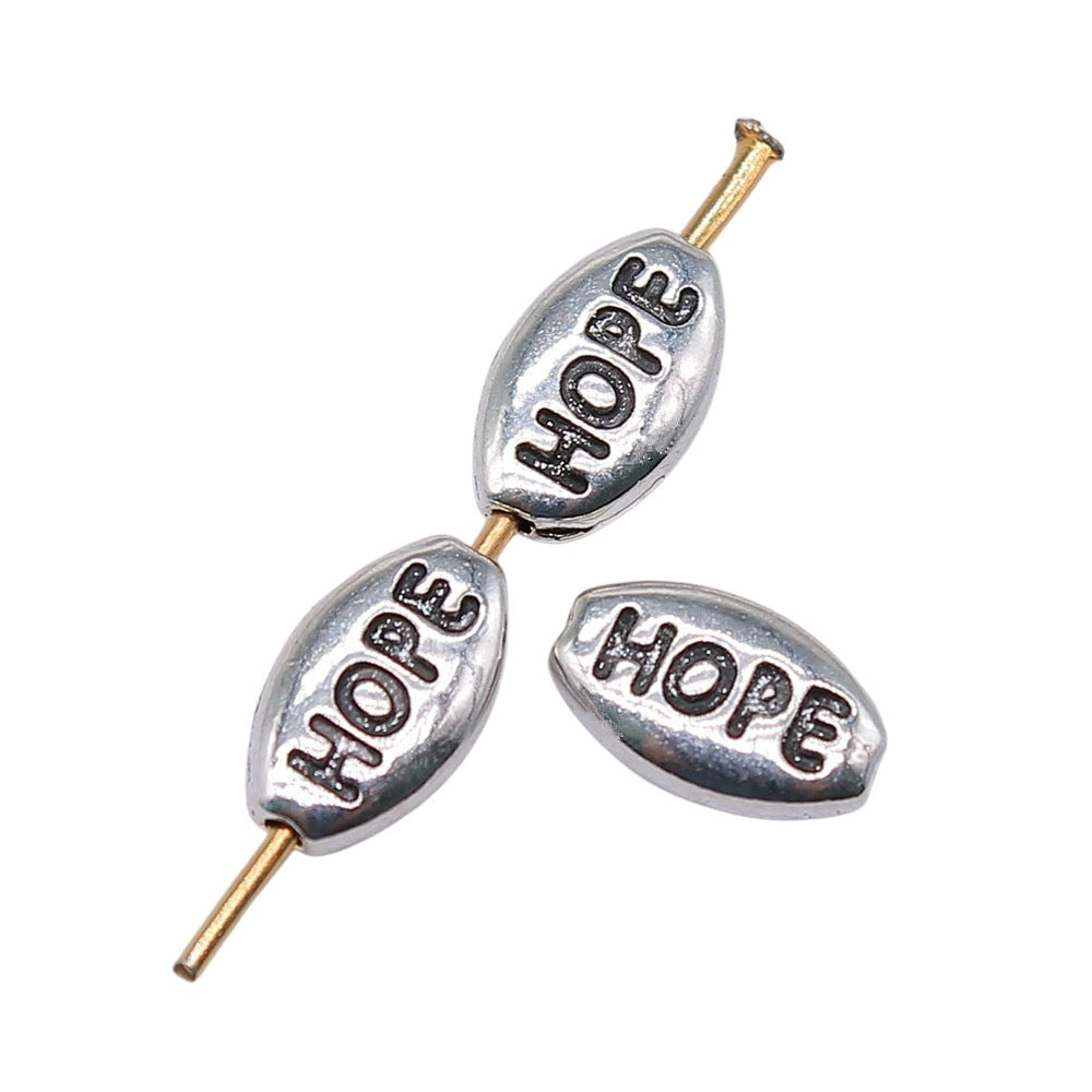 10x6mm 0.6g Multicolor Zinc Alloy HOPE Letter Loose Metal Beads for Bracelet DIY Jewelry Making
