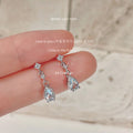Silver Tone Clear Stone Chain And Pale Blue Teardrop Stud Earrings view 2