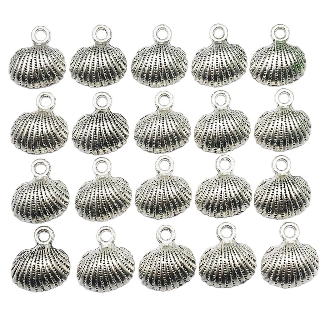 18x17mm Antique Silver Zinc Alloy Shell Charm Pendant for Bracelet Necklace Keychain DIY