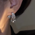 Silver Tone Pavé Tassel Drop Earrings With Star Charms view 3