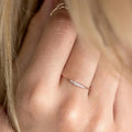 Slim Half-Eternity Clear Stone Ring In Three Metal Tones view 4
