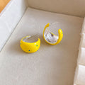 Colorful Spotted Crescent Enamel Stud Earrings Jewelry Pair view 10
