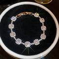 Gold Silver Cushion Halo Cubic Zirconia Tennis Bracelets view 7