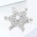 Crystal Snowflake Brooch with Pearl Center in Two Tones view 2
