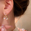 Clear Cube Drop Earrings in Silver and Gold Tones Fashion Jewelry view 4