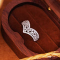 Silver Tone V Shape Baguette Clear CZ Contour Ring Sizes 6-10 view 2