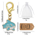 Teal Cartoon Shark Enamel Keychain Gold Lobster Clasp view 2
