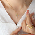 Gold Oval Multicolor Zircon Pendant Necklace Cable Chain view 4