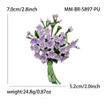 Purple Forget Me Not Bouquet Brooch with Green Stems view 4