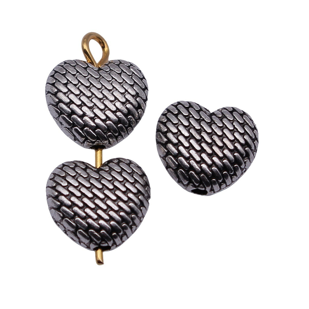 9.6x8.5x4.2mm 1.1g Antique Silver Zinc Alloy Woven Heart Spacer Beads for Bracelet Jewelry Making