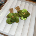 Translucent Layered Flower Drop Earrings in Four Colors view 2