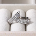 Silver Triple-Row Pavé CZ U-Shape Huggie Earrings Pair view 2