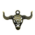 Openwork Bull Skull Pendant Charm in Antique Bronze and Antique Silver Metal view 5