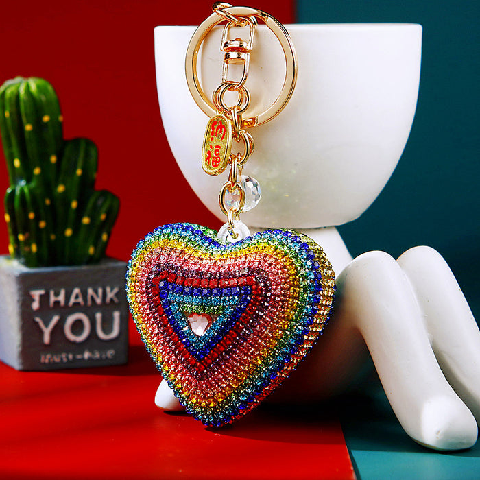 Jeweled Fortune Heart Keychains in Sixteen Solid and Striped Color Options