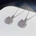 Silver Openwork Flower Clear CZ Pendant Necklace Metal view 3