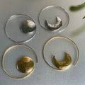 Sun and Moon Asymmetric Oversized Hoop Earrings with Detailed Finish view 3