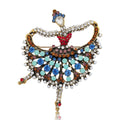 Dancing Woman Brooch With Jeweled Fan Skirt in Mixed Colors view 1