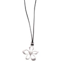 Silver Hollow Flower Pendant Black Cord Adjustable Necklace view 5
