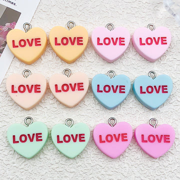 Multicolor Letter and Heart Glossy Charms with 14 Listed Options