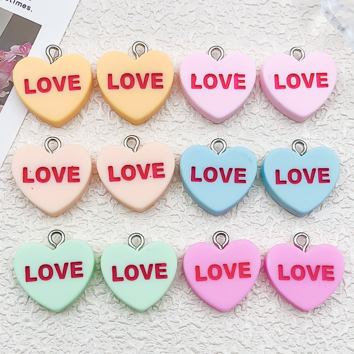 Resin Valentine Love Letter Heart Charm Pendant for DIY Phone Strap Earrings Jewelry Making