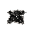 Ivory Black Floral Print Oversized Bow Scrunchie With Lace Edge view 5