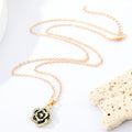 Gold Tone Black Rose Pendant Necklace and Huggie Earrings view 5