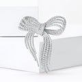Textured Rope Bow Brooch Silver Gold Rhinestone Knot view 3