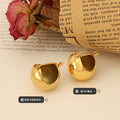 Chunky Hollow Crescent Hinge Hoop Earrings Gold Steel view 2