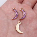 Gold Tone Crescent Moon Charms in Blue and Purple Enamel view 6