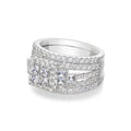 Silver Tone Wide Square Cluster Multi Row Pave Finger Ring view 3