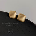 Gold Brushed Matte Square Diamond Stud Earrings Pair view 4