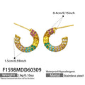 Rainbow Crystal C Hoop Earrings in Two Graduated Sizes view 7