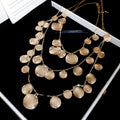 Three Tier Hammered Disc Necklace in Gold and Silver Tones view 6