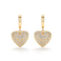 Gold Pave Heart Pendant Necklace Drop Earrings Set view 6