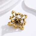 Gold Tone Silver Tone Flower Crystal Metal Brooch Pin view 3