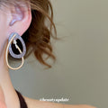 Layered Wood Teardrop Hoop Earrings Statement Jewelry Design view 3
