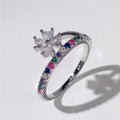 Clear Floral Cluster Ring with Multicolor Pavé Band view 2