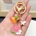 Pink Blossom Butterfly and Bell Flower Charm Keychain view 3