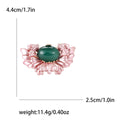 Pink Petal Flower Brooch with Oval Green Center Stone view 4