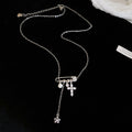Silver Tone Cross and Star Dangle Pendant Necklaces view 7