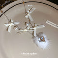 White Bird and Flower Statement Necklace with Crystal Pendant view 4