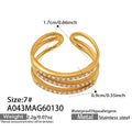 Gold Triple Band Open Ring With Pave Zircon Side Rows view 6