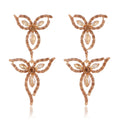 Gold Tone Flower Openwork Crystal Four Designs Metal Necklace and Earring Set view 1